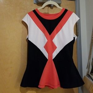 Colorblock patterned cap a-line sleeve top